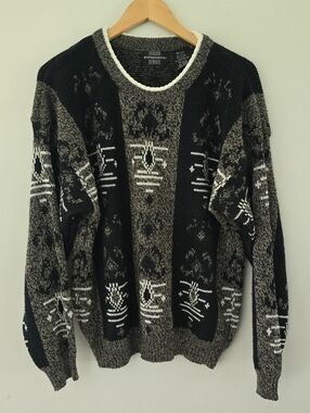 Vintage 90s Cosby Style Expressions Aztec Knit Sweater Grandpa Indie Sleaze